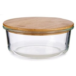 Panier-repas rond avec couvercle Bambou 17 x 7 x 17 cm (12 Unités)