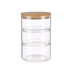 Ensemble de contenants de cuisine hermétiques empilables Transparent Bambou 1,2 L 11,2 x 17,5 x 11,2 cm (8 Unités)