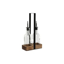 Condiment Set Home ESPRIT Black Natural Crystal Acacia 180 ml 15 x 7 x 28 cm