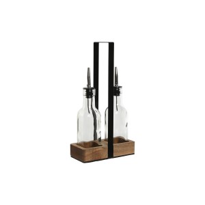 Set de pansement Home ESPRIT Noir Naturel Verre Bois d'acacia 180 ml 15 x 7 x 28 cm