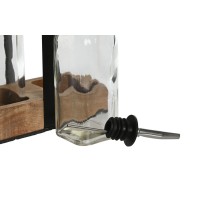 Condiment Set Home ESPRIT Black Natural Crystal Acacia 180 ml 15 x 7 x 28 cm