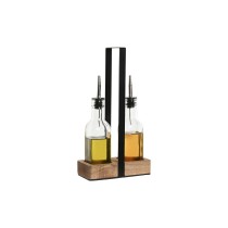 Condiment Set Home ESPRIT Black Natural Crystal Acacia 180 ml 15 x 7 x 28 cm