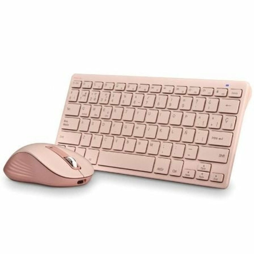 Tastatur mit Maus NGS FANTASYKITPINK Qwerty Spanisch Rosa