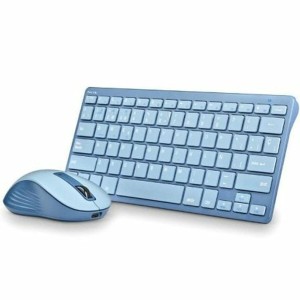 Keyboard and Mouse NGS FANTASYKITBLUE Spanish Qwerty Blue Pink