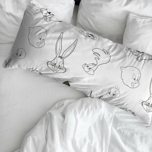 Kissenbezug Looney Tunes Weiß Schwarz Bunt 175 Fäden 45 x 110 cm 100 % Baumwolle