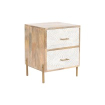 Nachttisch Home ESPRIT Weiß Braun Gold Eisen Mango-Holz 40 x 36 x 50 cm