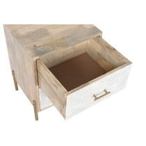 Nachttisch Home ESPRIT Weiß Braun Gold Eisen Mango-Holz 40 x 36 x 50 cm