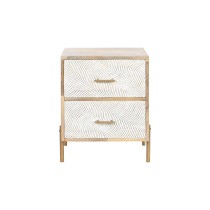 Nightstand Home ESPRIT White Brown Golden Iron Mango wood 40 x 36 x 50 cm