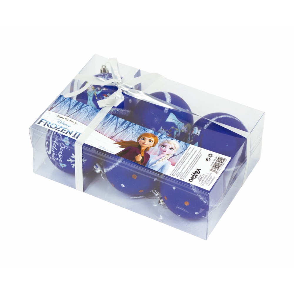 Weihnachtsbaumkugel Frozen Memories 6 Stück Blau Weiß Kunststoff (Ø 8 cm)