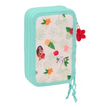 Triple Pencil Case Vaiana Blue Beige 12,5 x 19,5 x 5,5 cm 37 Pieces