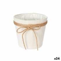 Cache-pot Ibergarden 86449 Blanc Marron Tissu Lien 16 x 15 x 16 cm (24 Unités)