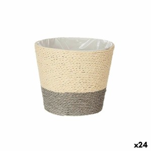 Planter 15 x 15 x 14 cm Grey Natural Rope Plastic (24 Units)