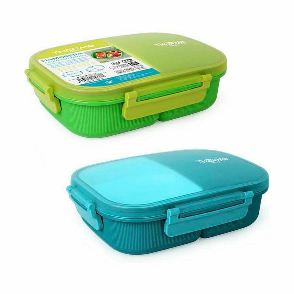 Hermetic Lunch Box ThermoSport 3 Compartments Rectangular 900 ml (6 Units)