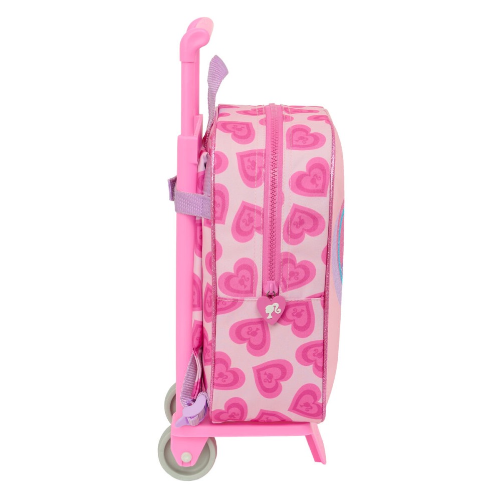 School Rucksack with Wheels Barbie Love Pink 22 x 27 x 10 cm