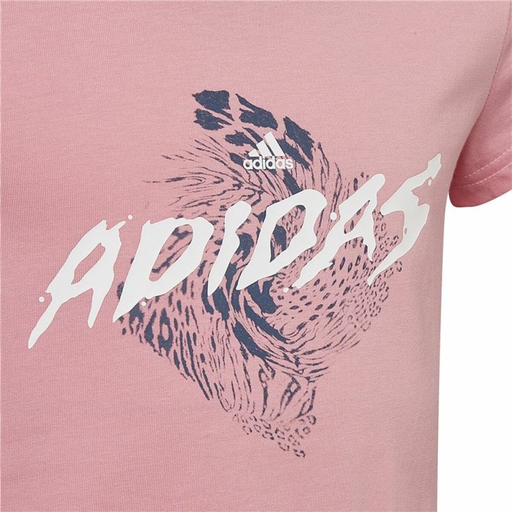 Child's Short Sleeve T-Shirt Adidas  Graphic  Pink