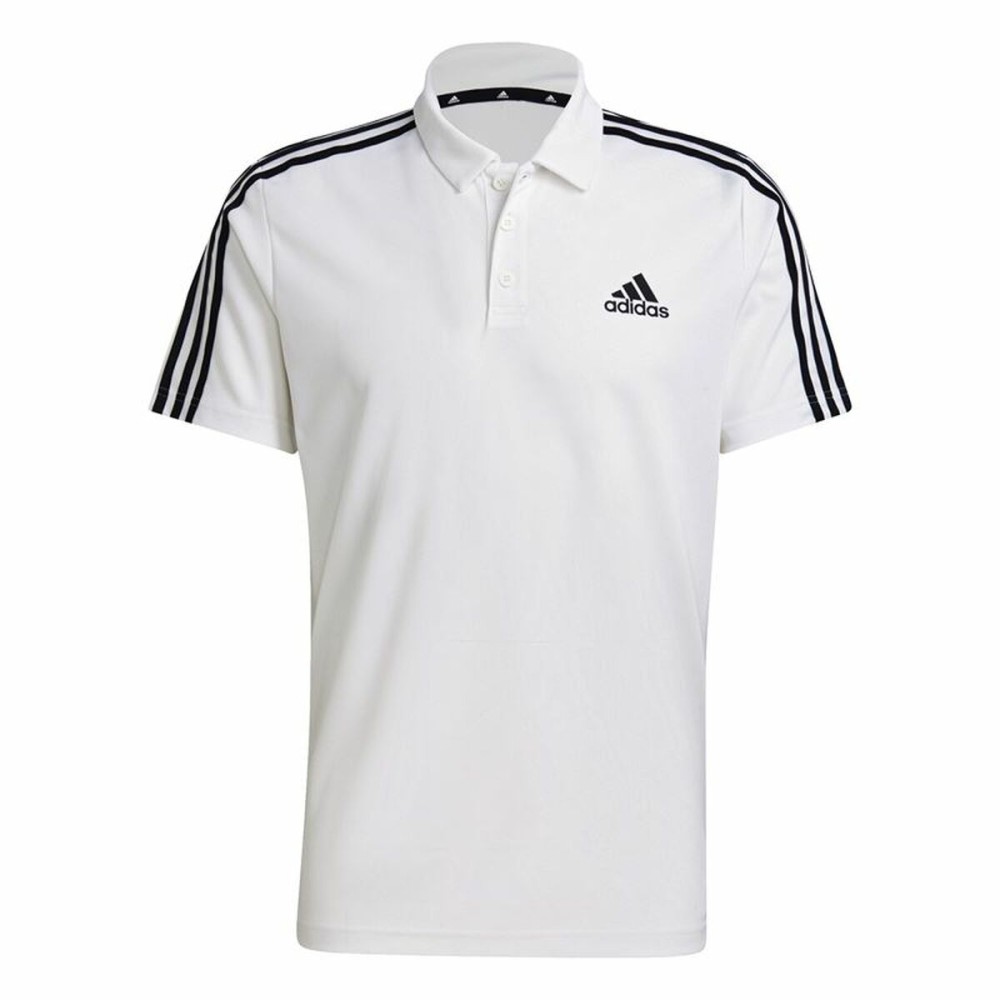 Polo à manches courtes homme Adidas Primeblue 3 Stripes Blanc