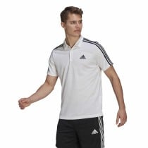 Herren Kurzarm-Poloshirt Adidas Primeblue 3 Stripes Weiß