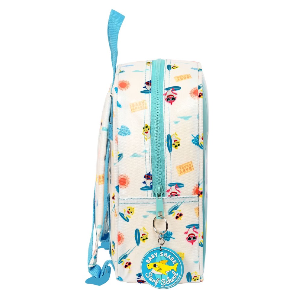 Kinderrucksack Baby Shark Surfing Blau Weiß 22 x 27 x 10 cm