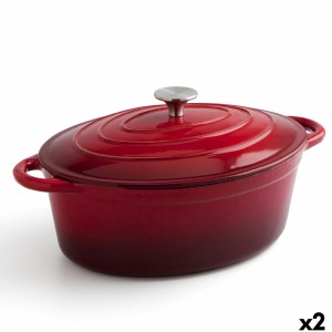 Casserole with lid Bidasoa Fierro Red 4,3 L 30 x 23 cm (2 Units)