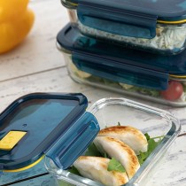 Hermetic Lunch Box Quid Astral Blue Glass 520 ml 13,6 x 13,6 x 7 cm (12 Units)