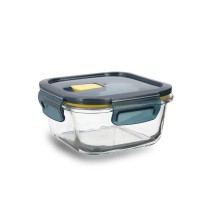 Hermetic Lunch Box Quid Astral Blue Glass 520 ml 13,6 x 13,6 x 7 cm (12 Units)