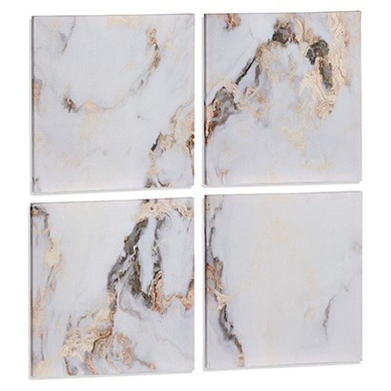 Set of 4 pictures Canvas Marble White 35 x 7 x 35 cm (6 Units)