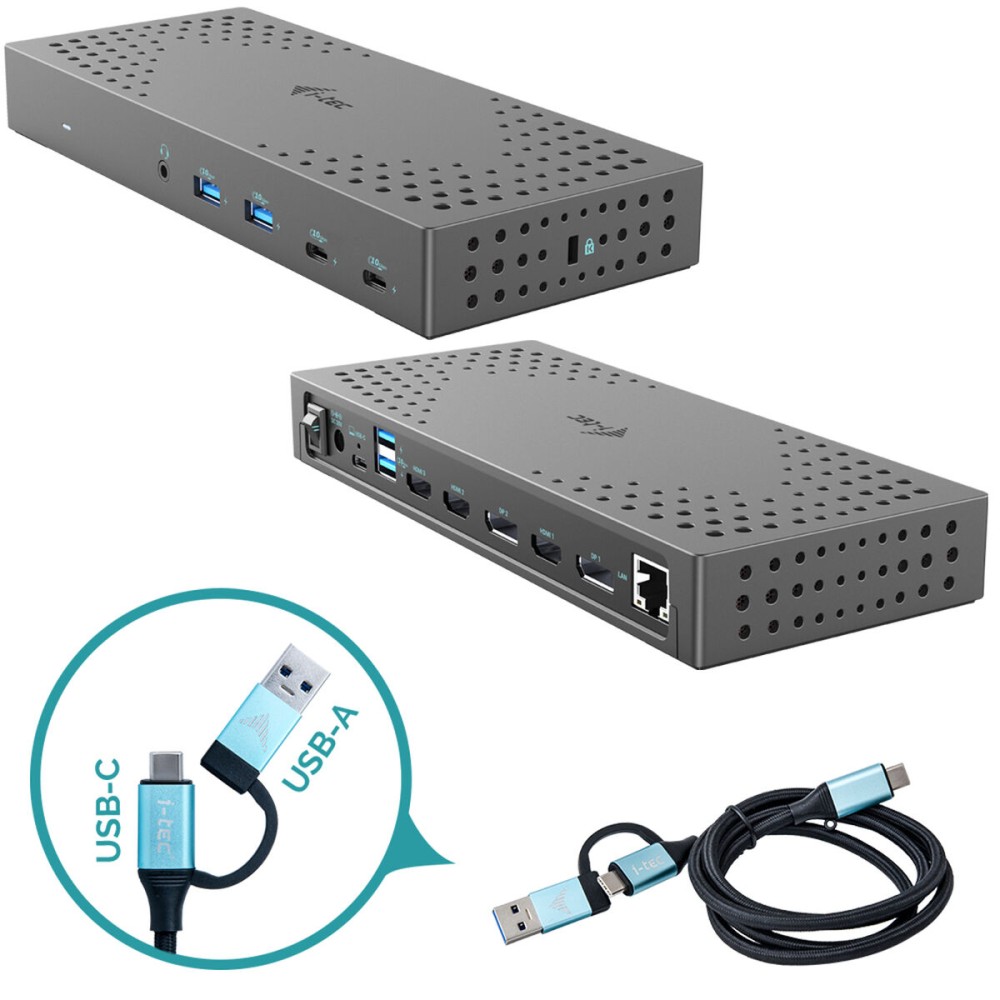 Hub USB i-Tec USB 3.0 / USB-C / Thunderbolt, 3x 4K Docking Station Gen 2 + Power Delivery 100W