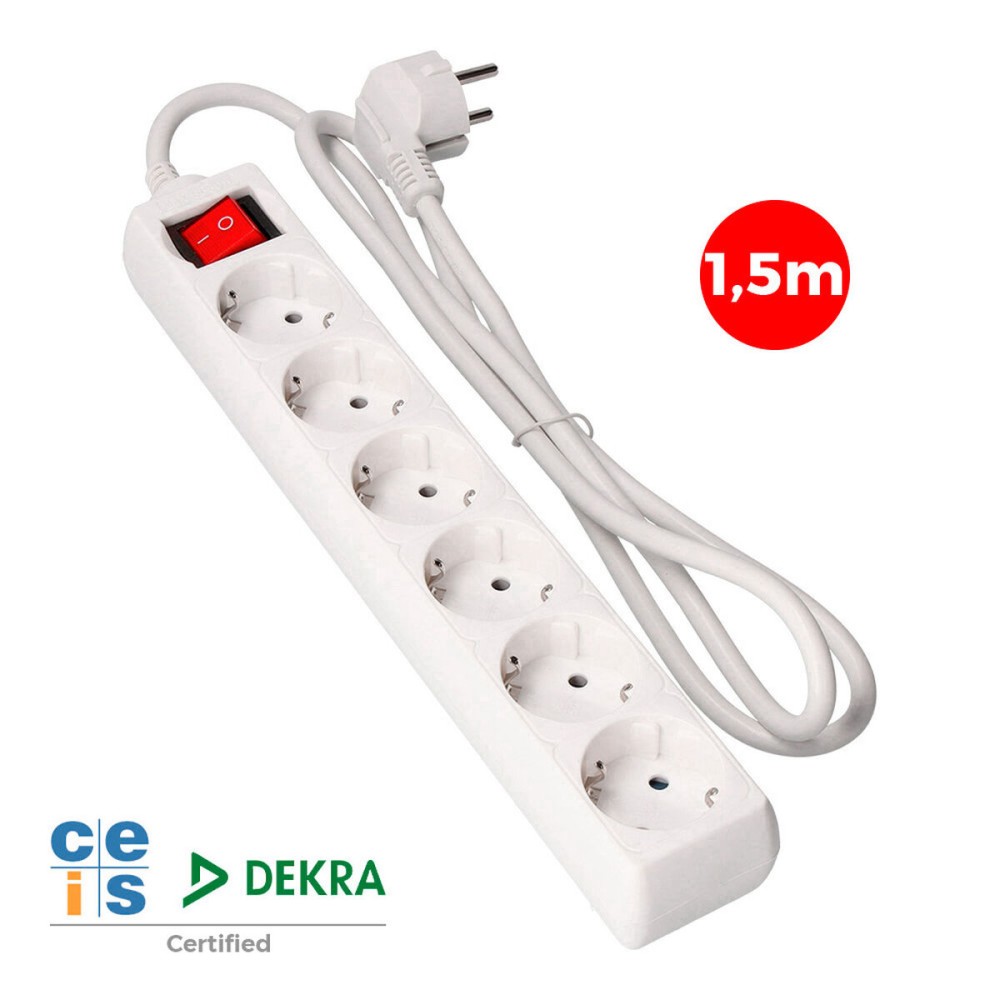 Power Socket - 6 Sockets with Switch EDM 41012 Schuko (1,5 m)