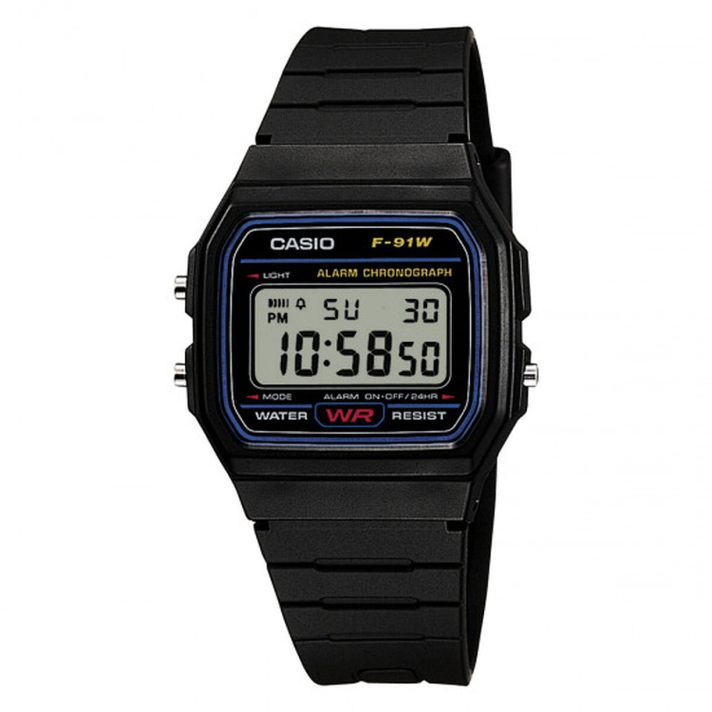 Unisex-Uhr Casio F-91W-1YEG Schwarz (Ø 35 mm)