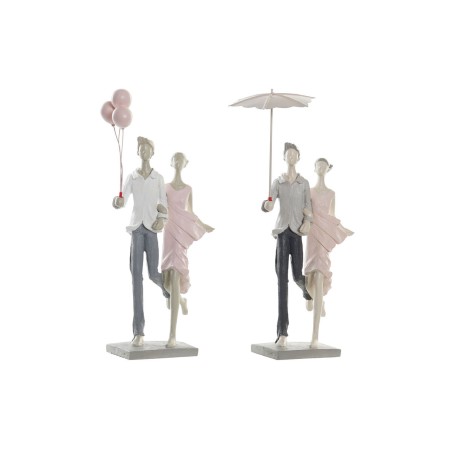 Figurine Décorative DKD Home Decor Gris Rose 18 x 10 x 37 cm Couple (2 Unités)