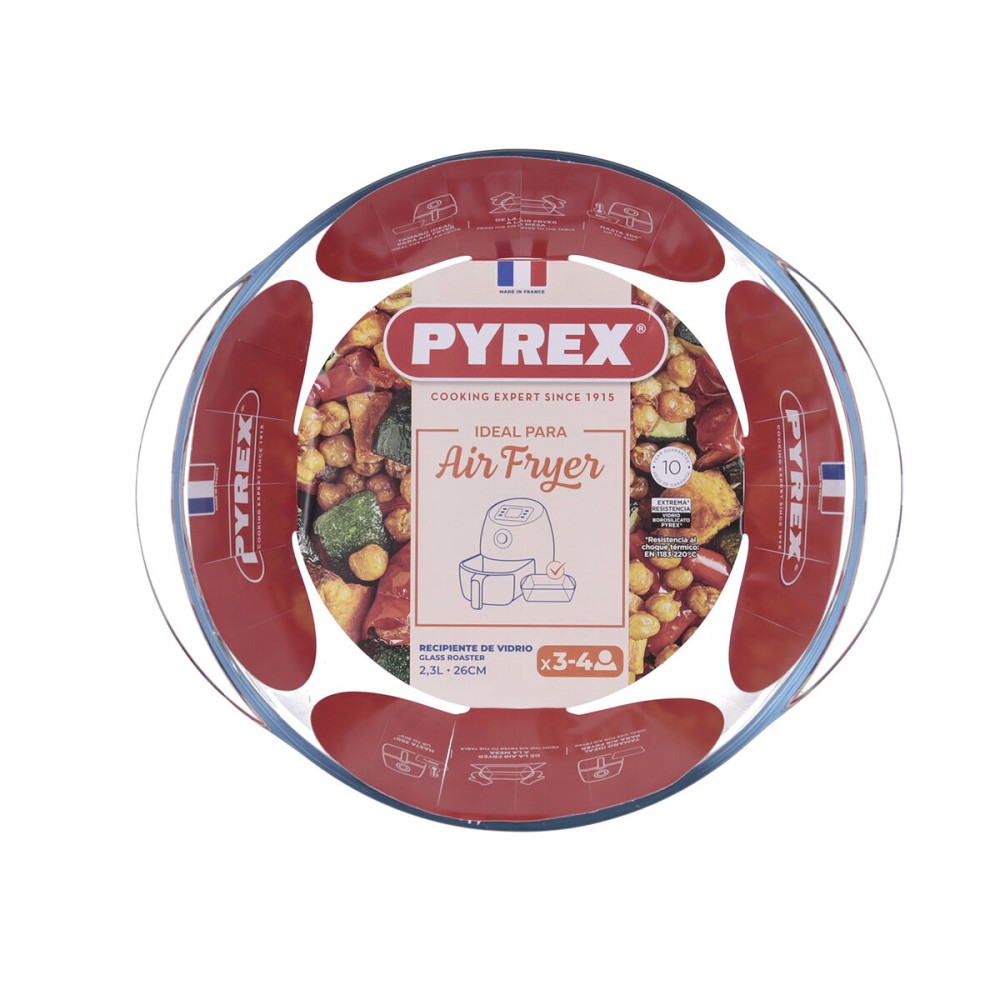 Serving Platter Pyrex Airfryer Transparent Glass Ø 26 cm 2,3 L (8 Units)