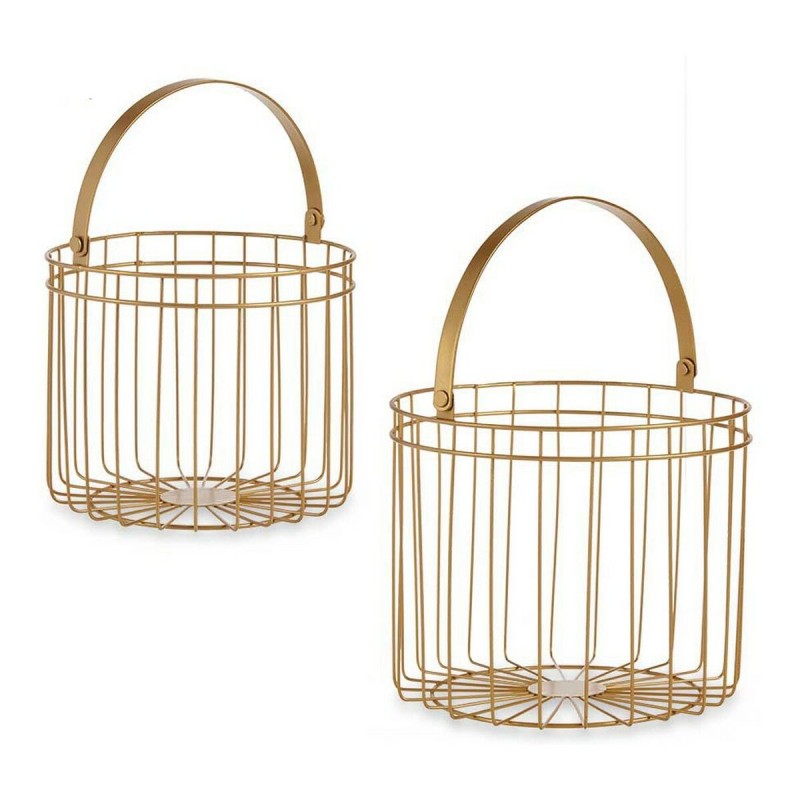 Panier Doré Métal 25 x 35 x 25 cm Cylindrique (2 pcs)