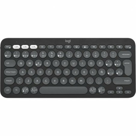 Drahtlose Tastatur Logitech Pebble Keys 2 K380s Qwerty Spanisch Schwarz Grau Graphit