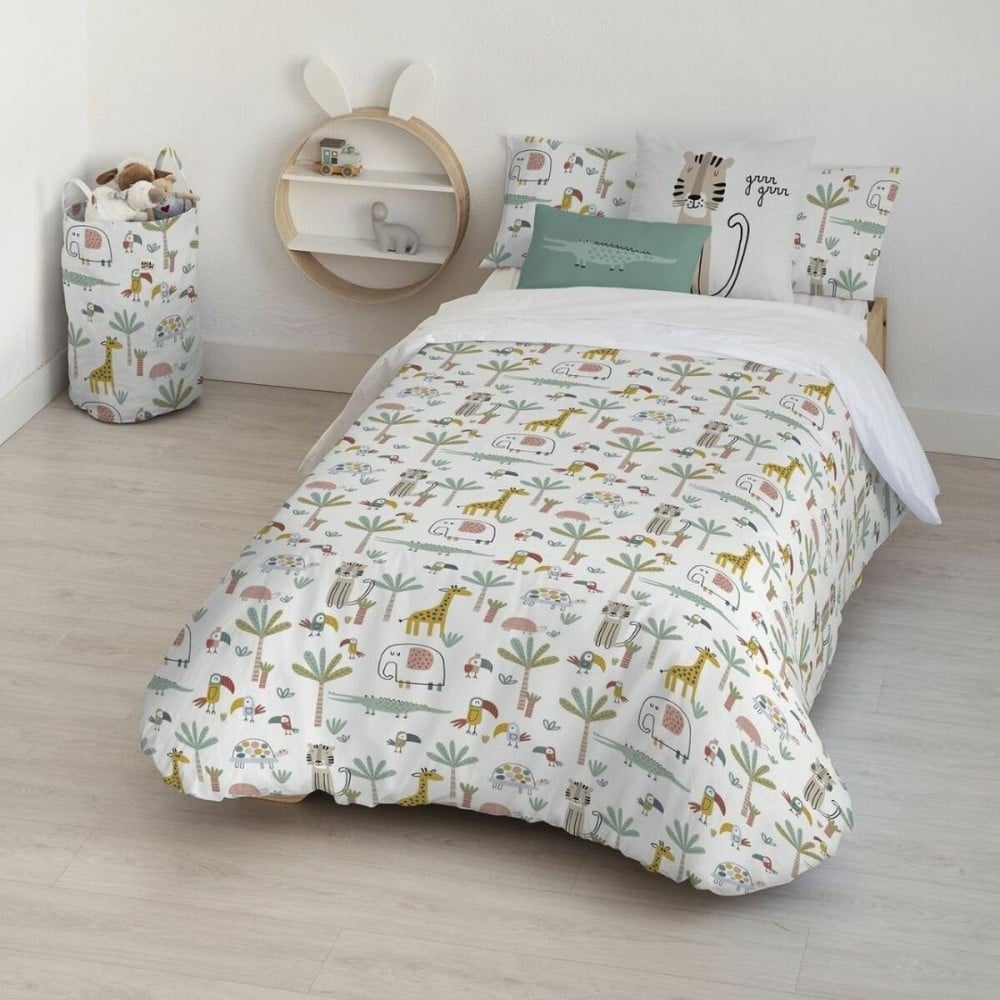 Housse de Couette Kids&Cotton Jeddah Small Blanc Menthe 175 Fils 180 x 220 cm 180 x 240 cm