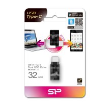 Clé USB Silicon Power Mobile C31 USB 3.1 USB-C OTG 32 GB Noir Noir/Argenté (1 Unité)