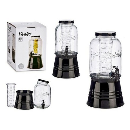 Carafe en Verre Transparent Vivalto DW6004S-1 Noir Transparent Métal Verre Plastique 3,8 L Refroidisseur