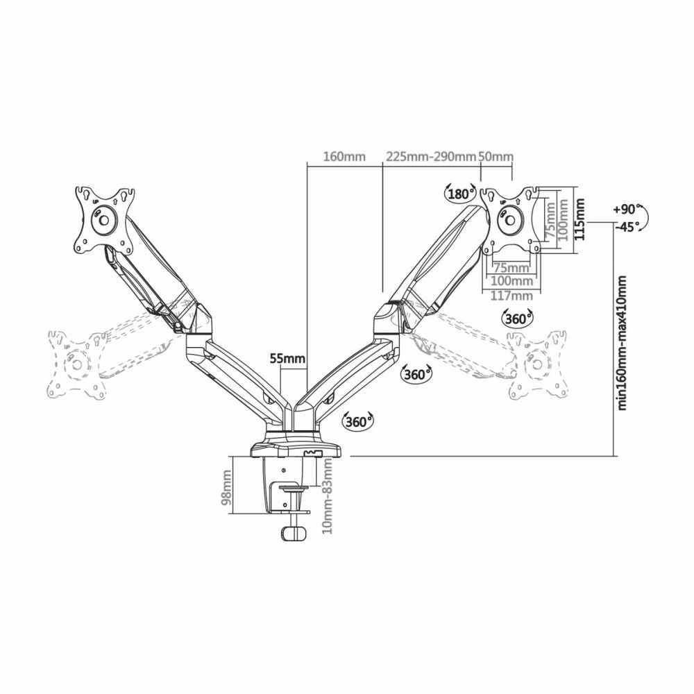 Bildschirm-Träger für den Tisch Aisens DT27TSR-045 Schwarz