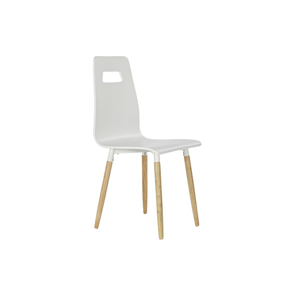 Chaise de Salle à Manger DKD Home Decor 43 x 50 x 88 cm Bois Blanc Caoutchouc Marron Clair