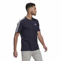 Herren Kurzarm-T-Shirt Essentials 3 bandas Adidas Legend Ink Blau Dunkelblau