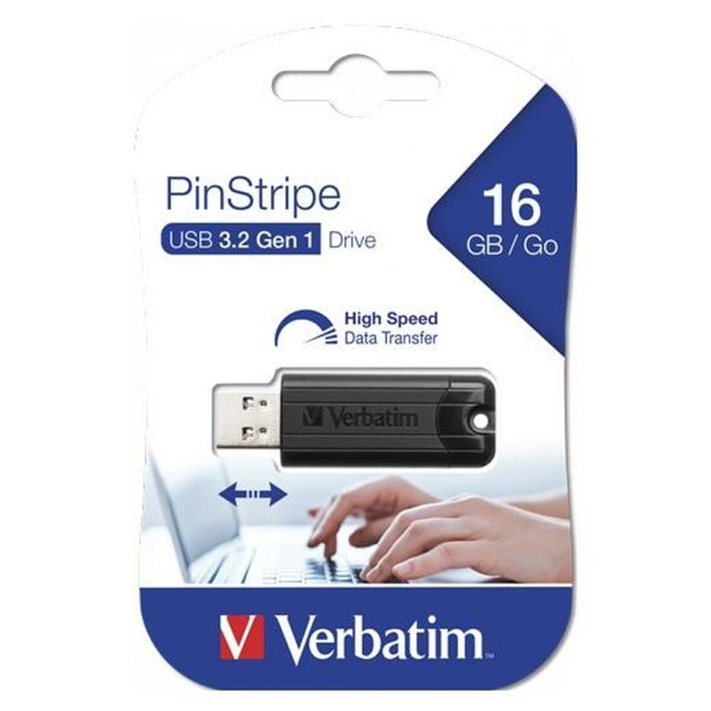 Pendrive Verbatim Pinstripe Noir 16 GB (10 Unités)