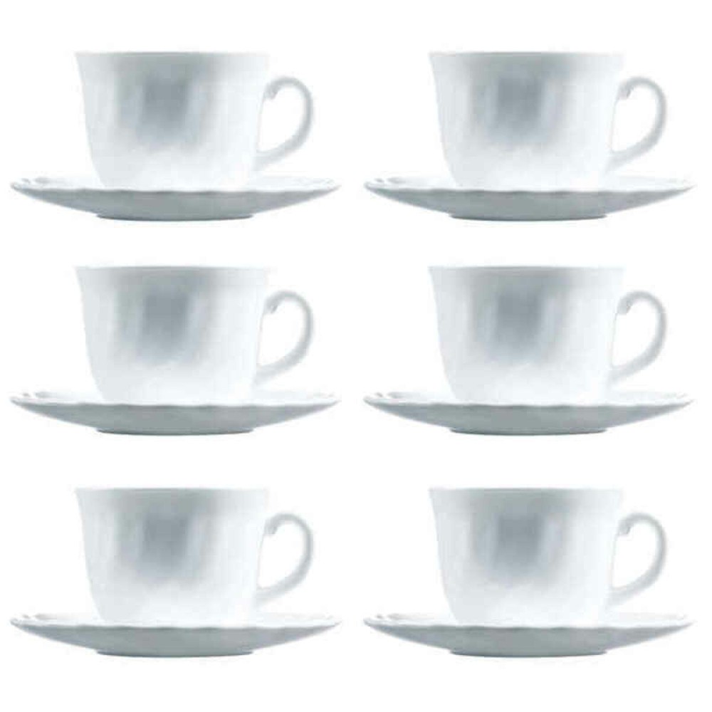 Lot de tasses avec soucoupes Luminarc Trianon (6 pcs) Blanc verre 220 ml (12 Pièces)