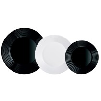 Assiettes Luminarc 1900 Blanc/Noir verre 18 Pièces