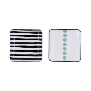 Snack tray Bidasoa Zigzag Multicolour Ceramic Squared 15 x 15 cm 2 Units