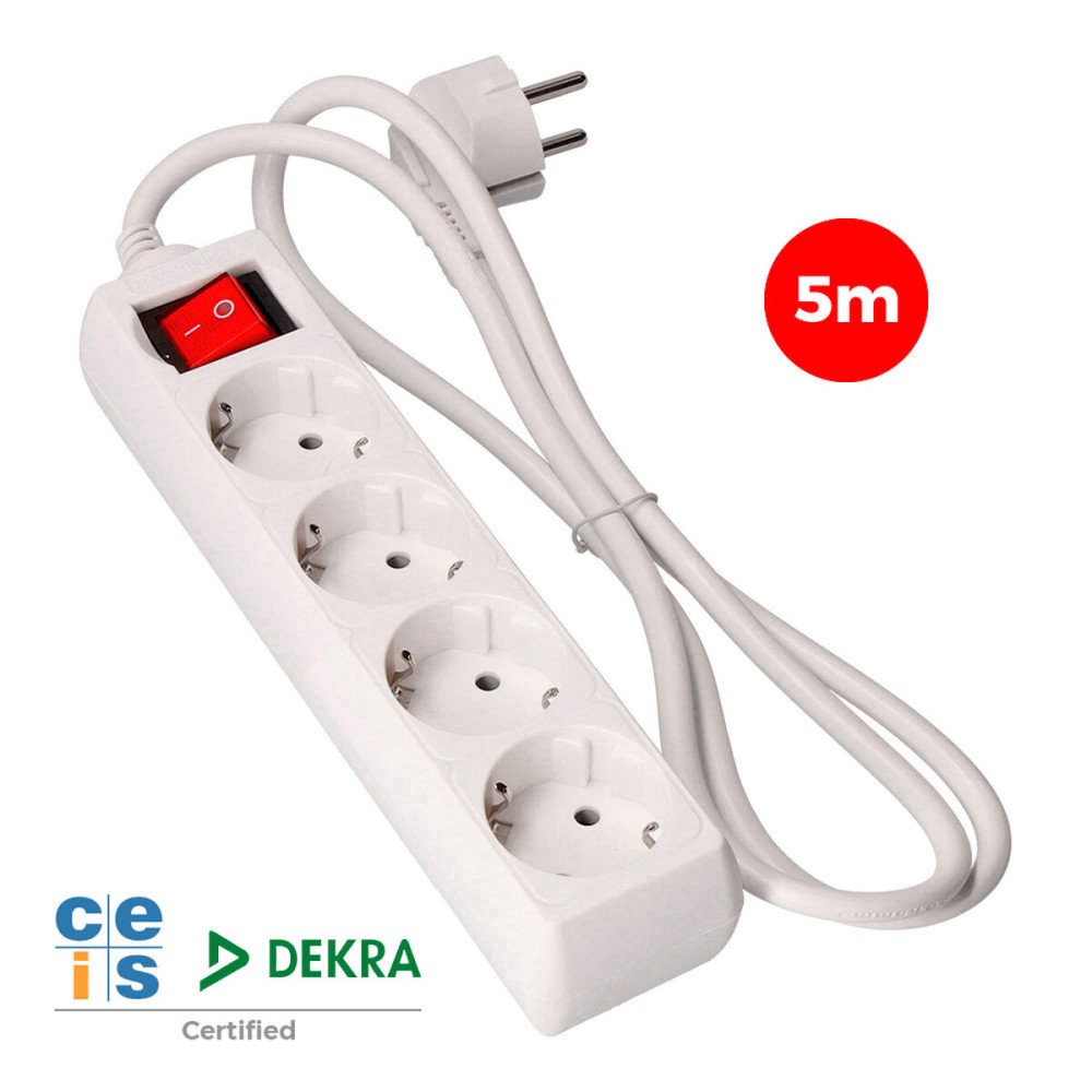 4-socket plugboard with power switch EDM 41064 Schuko (5 m)