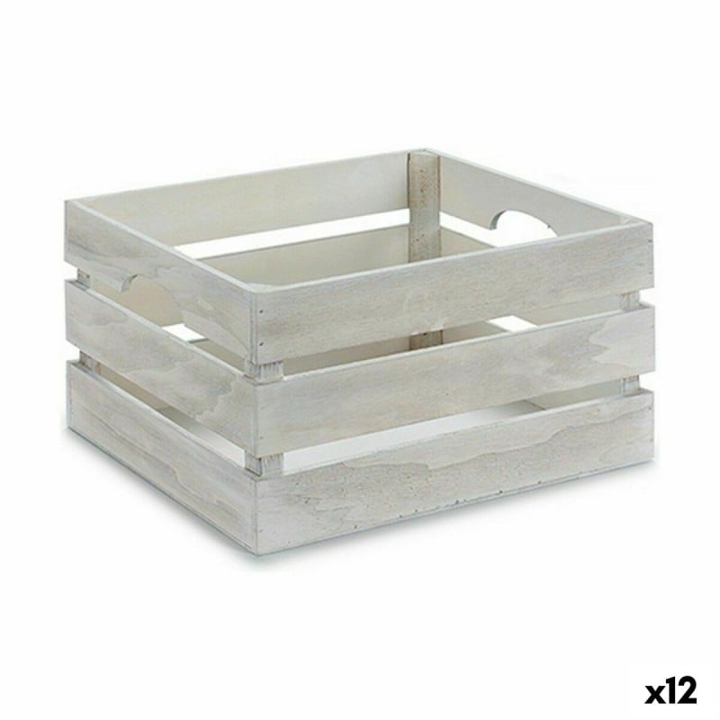 Boîte Décorative Blanc Bois 36 x 18 x 26 cm (12 Unités)