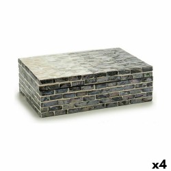 Boîte Décorative Gris Nacre noire Contre-plaqué 15,2 x 7,2 x 25 cm (4 Unités)