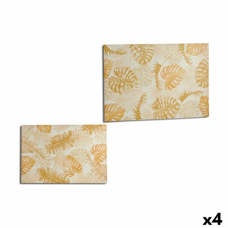 Toile Feuille d'une plante Doré 120 x 80 x 2,5 cm (4 Unités)