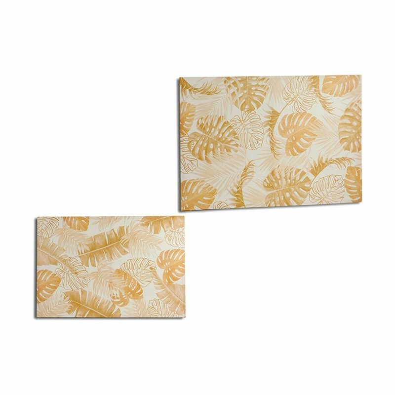 Leinwand Pflanzenblatt Gold 120 x 80 x 2,5 cm (4 Stück)