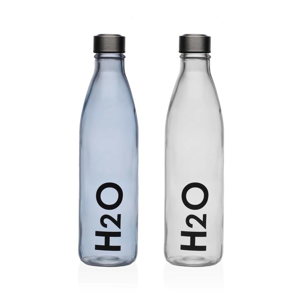 Water bottle Versa Transparent Glass Aluminium 1 L 8 x 31 x 8 cm