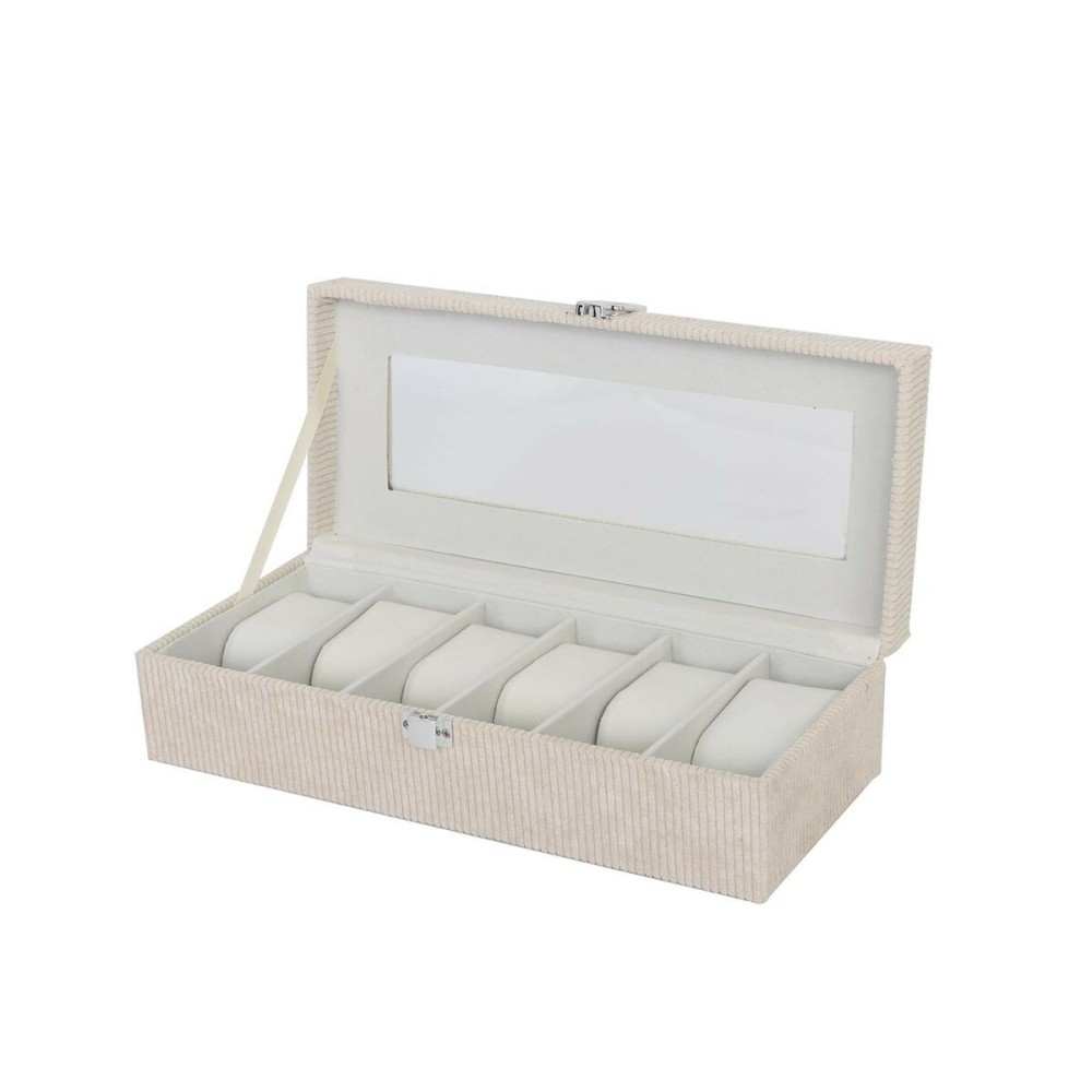 Box for watches Versa Beige Polyester 13,5 x 9 x 30,5 cm